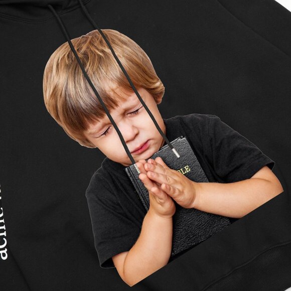 Black Hooded Sweatshirt With Praying Boy Print Acme De La Vie - Picture 5 of 8